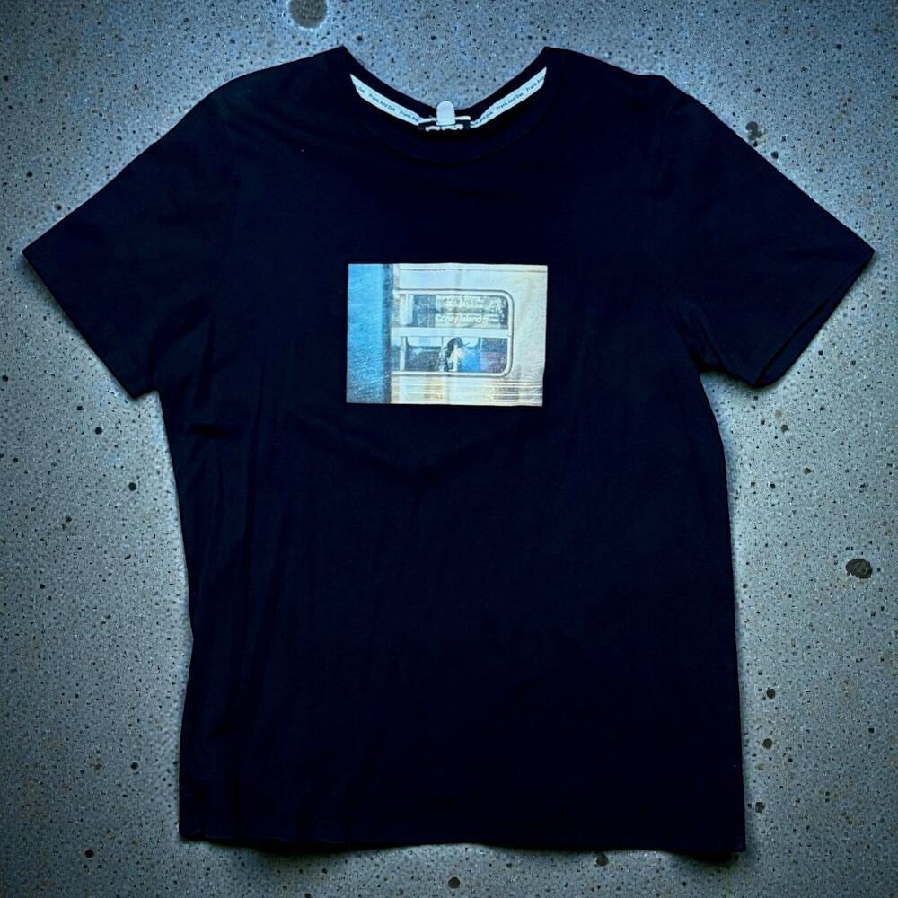 Frank & Oak Graphic T-Shirt Mens Black Bronx NY Coney Island Slim Fit Sz L